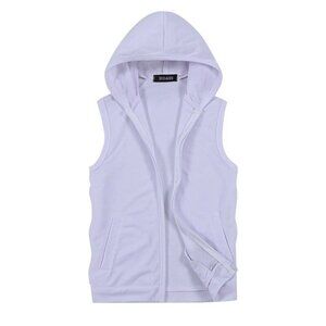 Men's Sleeveless Zipper Hoodie Hooded Workout Gym Sport Vest Tank Top